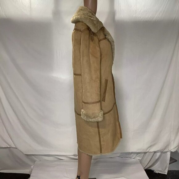 NEW AVEC LES FILLES Women's Coat Faux Shearling Moto Toffee Size XS - Picture 6 of 7